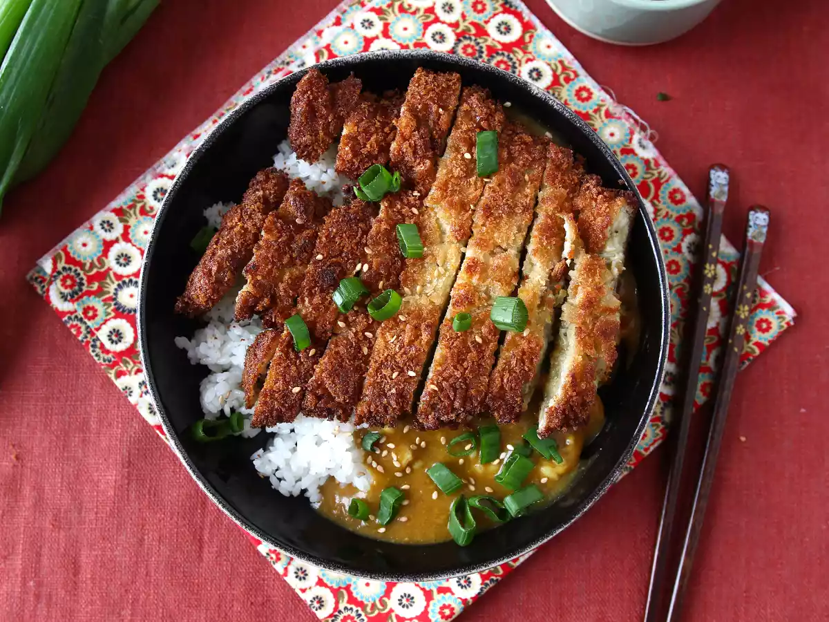 Panerad aubergine med pankoströbröd, katsu-liknande japansk curry men vegetarisk - foto 5