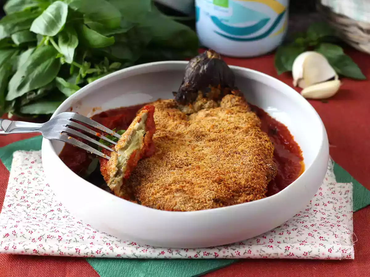 Panerad aubergine Milanese style men vegetarisk - Air Fryer matlagning