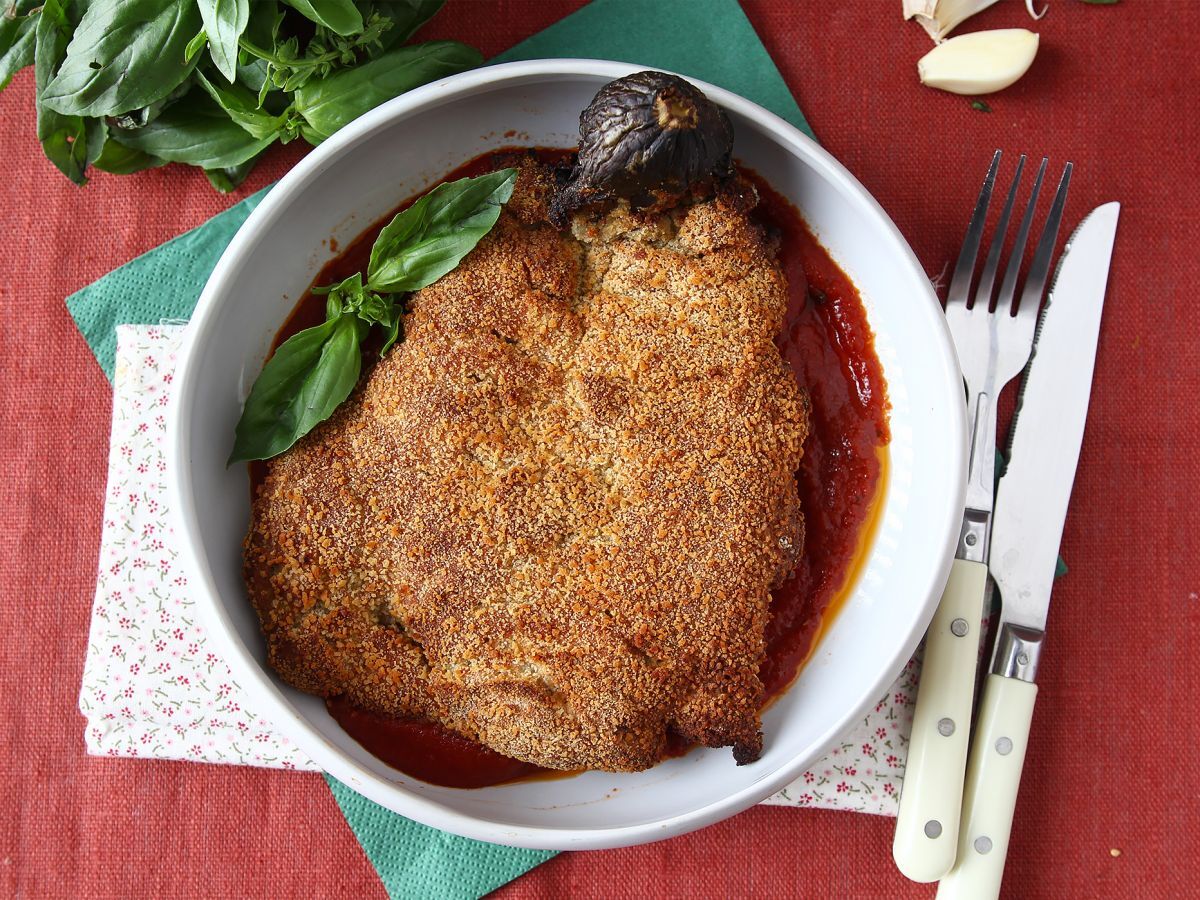 Panerad aubergine Milanese style men vegetarisk - Air Fryer matlagning - foto 2