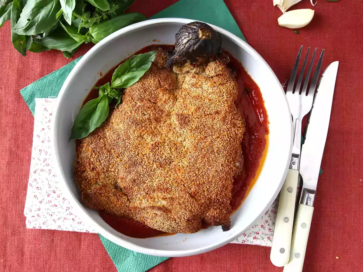 Panerad aubergine Milanese style men vegetarisk - Air Fryer matlagning - foto 2
