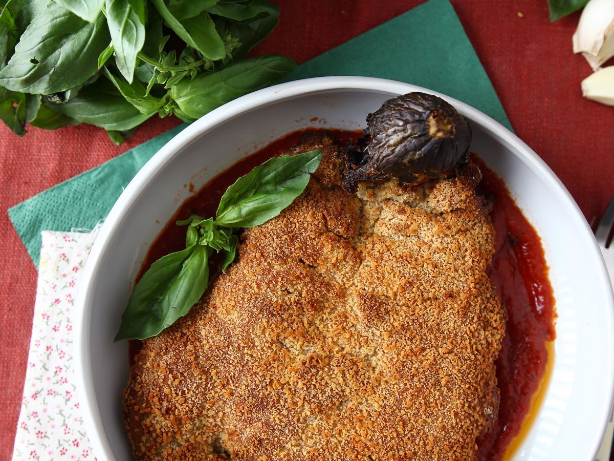 Panerad aubergine Milanese style men vegetarisk - Air Fryer matlagning - foto 4