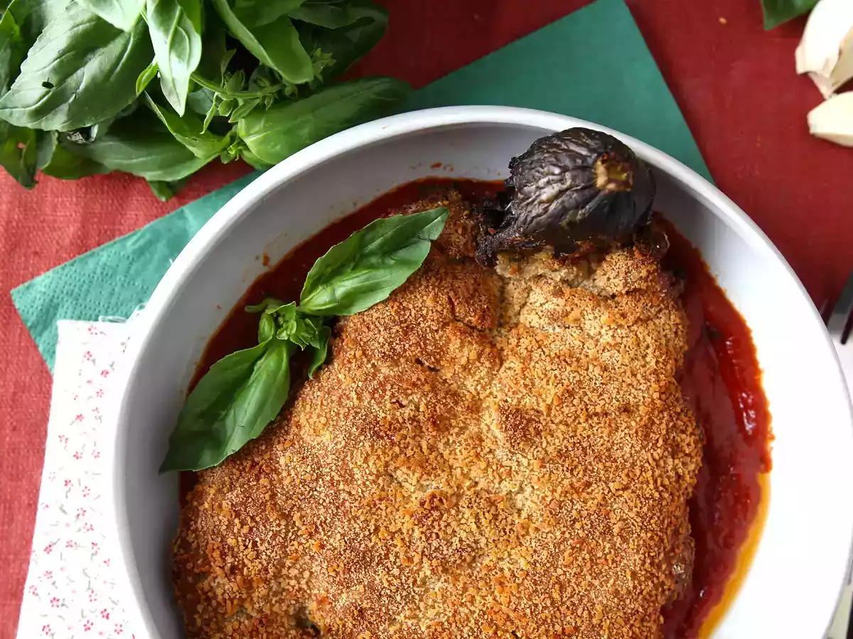 Panerad aubergine Milanese style men vegetarisk - Air Fryer matlagning - foto 4