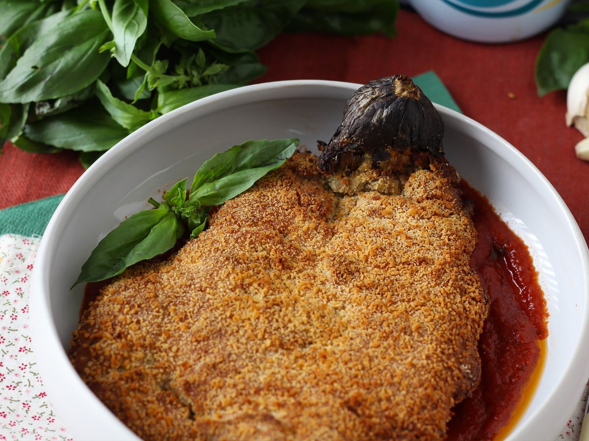 Panerad aubergine Milanese style men vegetarisk - Air Fryer matlagning - foto 6