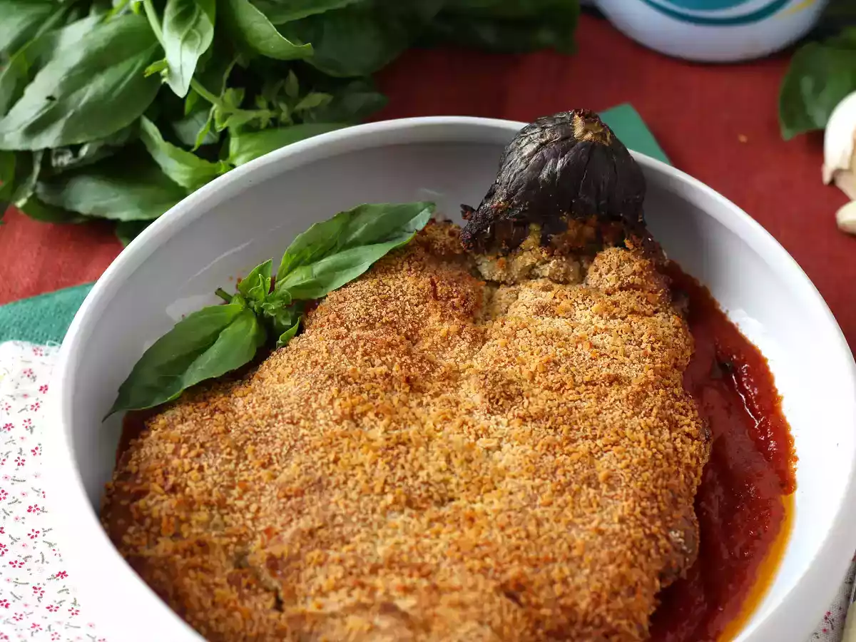 Panerad aubergine Milanese style men vegetarisk - Air Fryer matlagning - foto 6