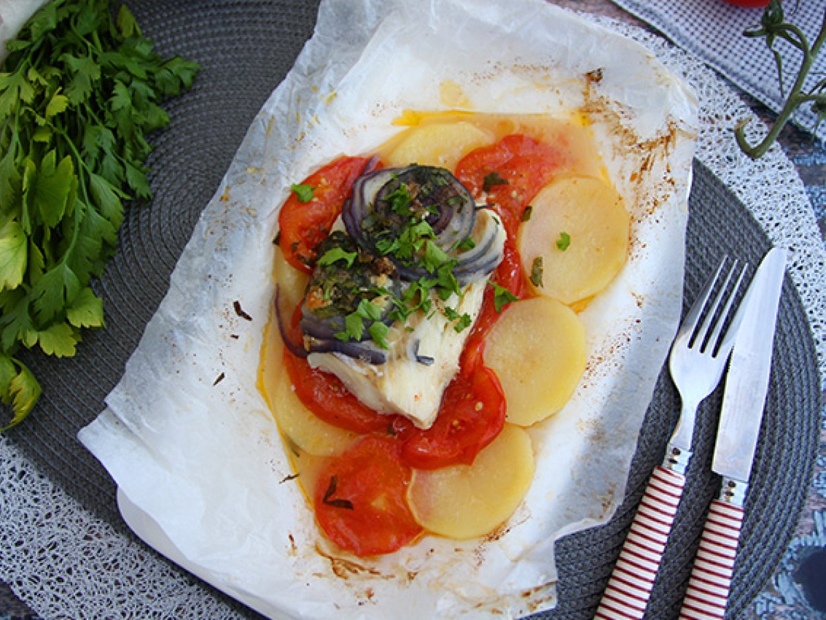 Papillote av torsk