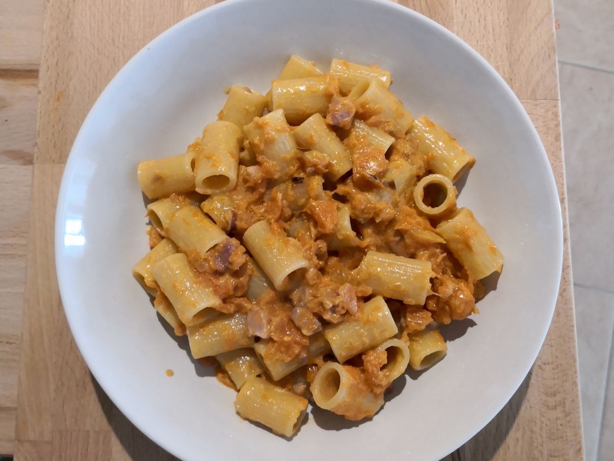 Pasta med pumpa och bacon