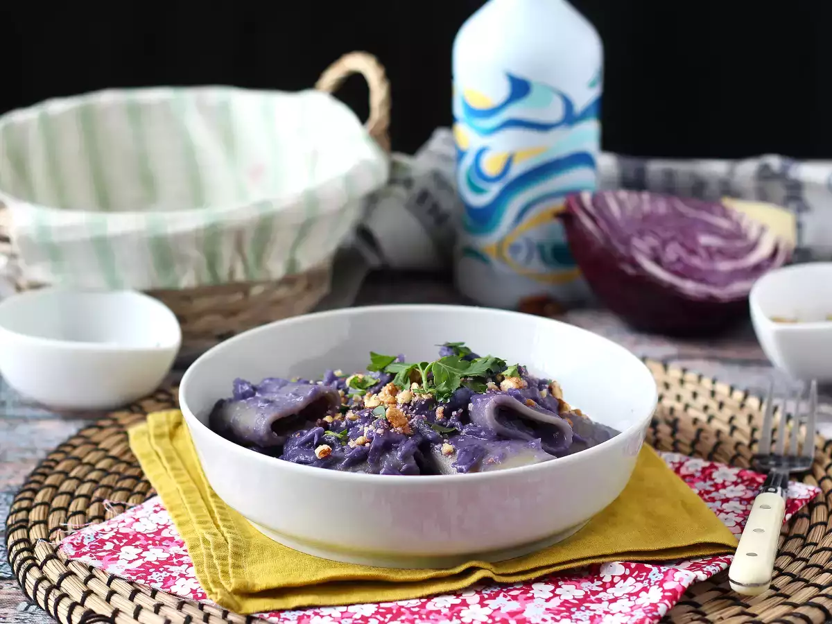Pasta med rödkål och valnötter – en vacker och lättlagad pastarätt - foto 2