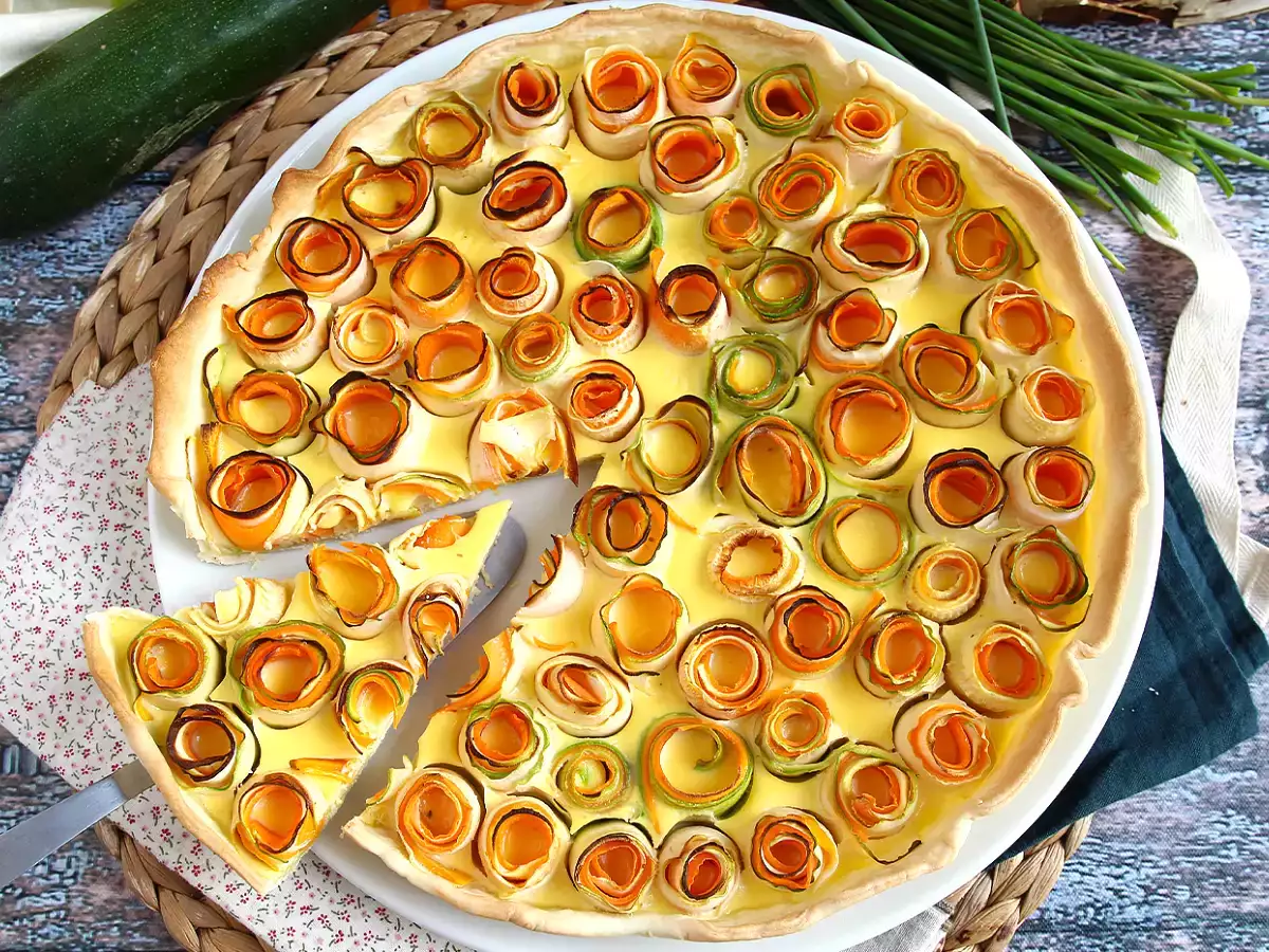 Quiche med rosa zucchini och morötter - foto 6