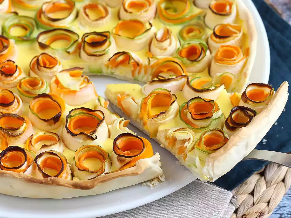 Quiche med rosor av zucchini och morot - foto 4