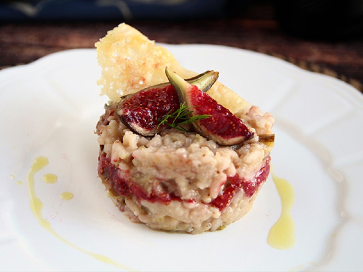 Risotto med fikon, gorgonzola och skinka