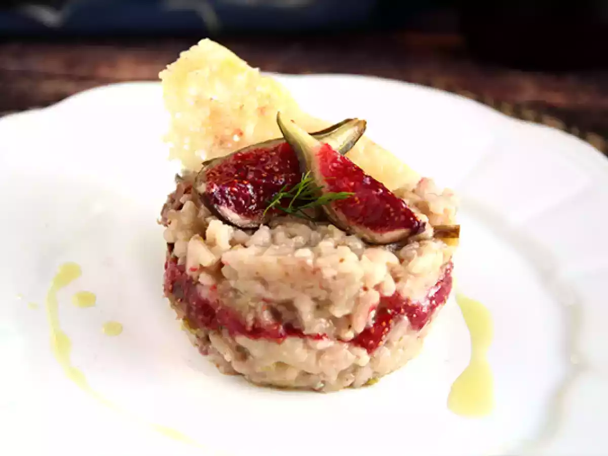 Risotto med fikon, gorgonzola och skinka