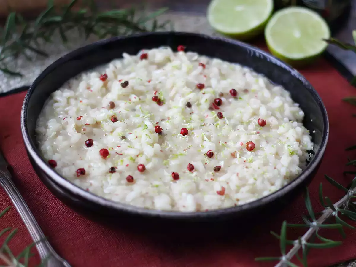 Risotto med lime och rosépeppar: elegant vegetarisk rätt för speciella middagar - foto 4