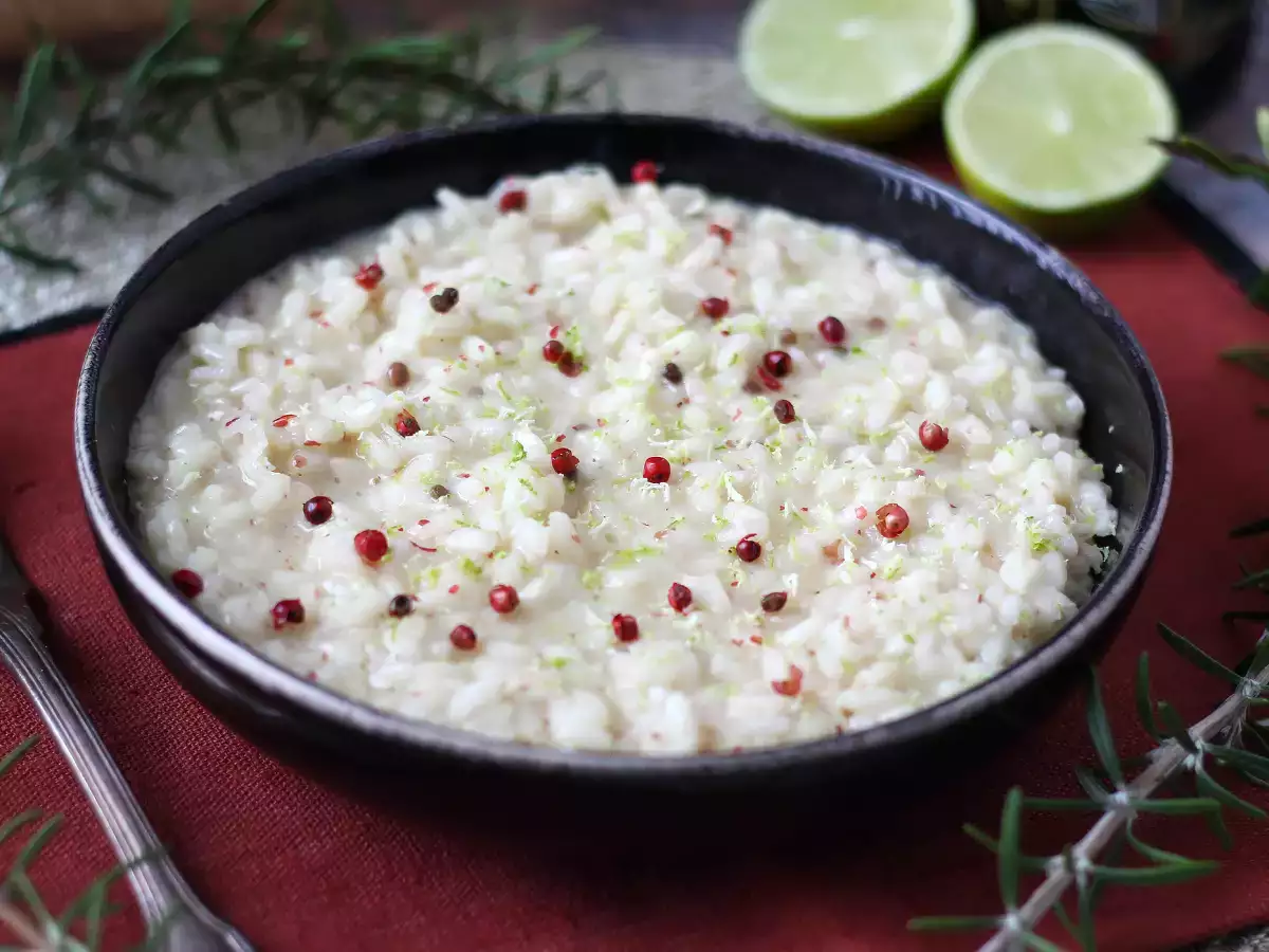 Risotto med lime och rosépeppar: elegant vegetariskt recept för speciella middagar - foto 4