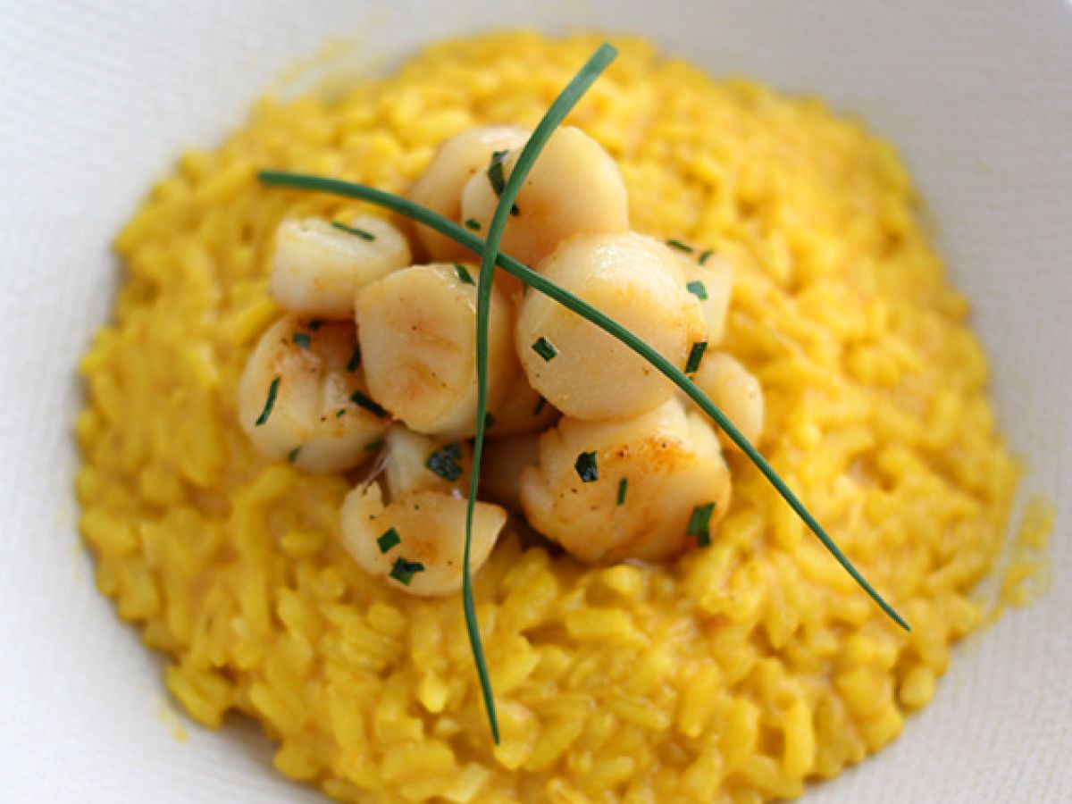 Risotto med pilgrimsmusslor och saffran