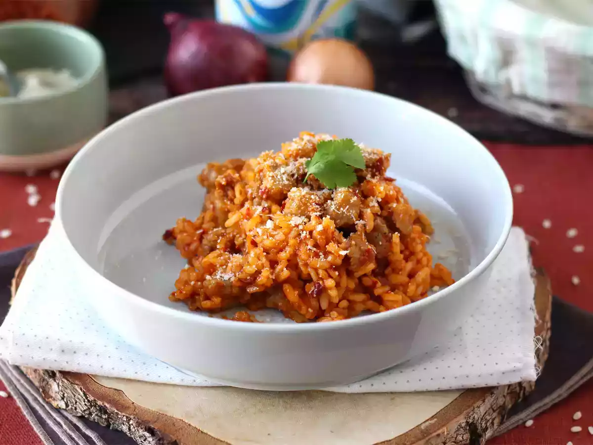 Risotto 'nduja och korv, en rätt med intensiv smak - foto 2