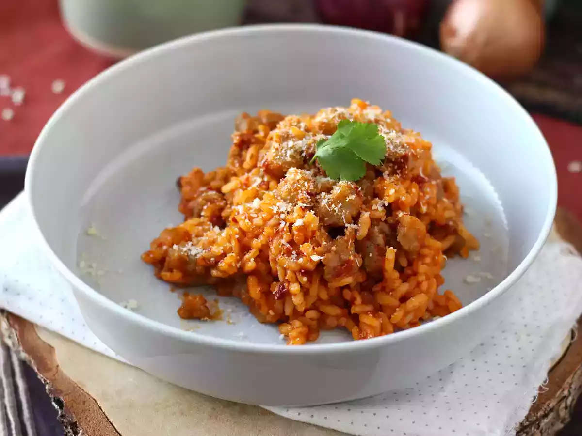 Risotto 'nduja och korv, en rätt med intensiv smak - foto 3