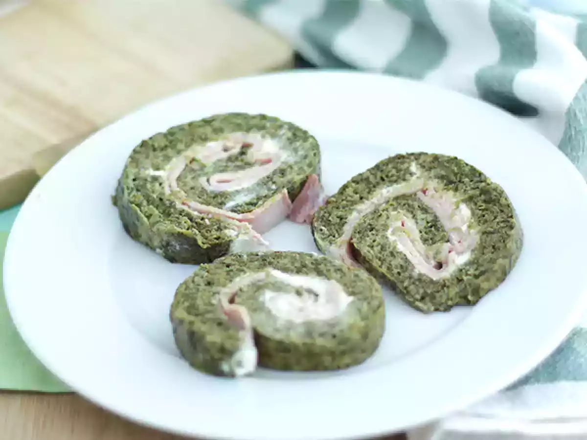 Rullar med spenat, skinka och färskost