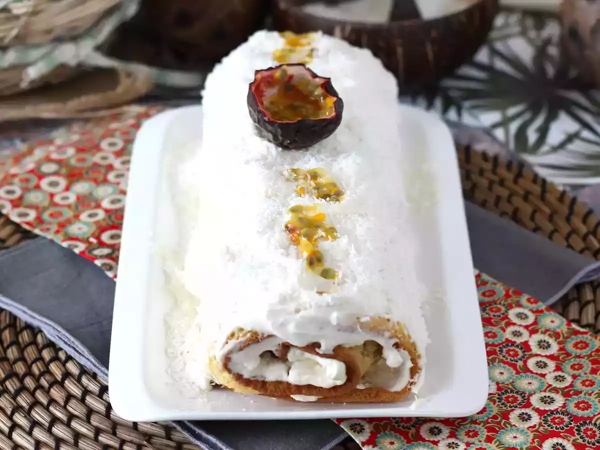 Rulle med kokos och passionsfrukt, perfekt som julbiskvi