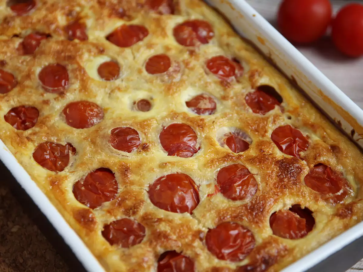 Salt clafoutis med körsbärstomater och tonfisk - foto 2