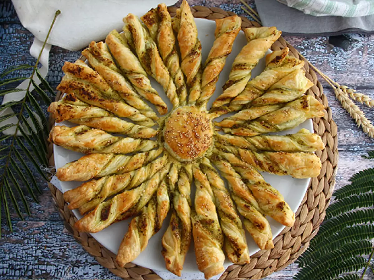 Smördegsstjärna med pesto