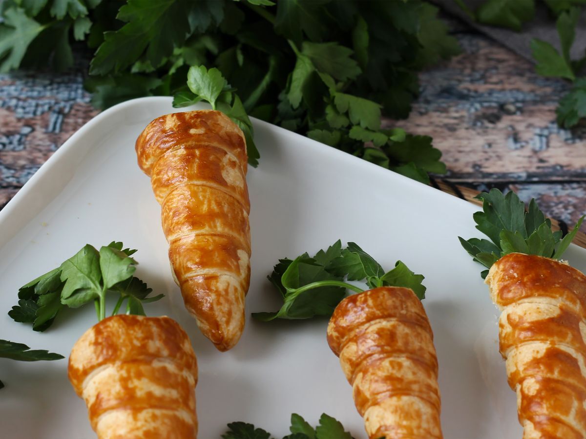 Söta smördegsmorötter till påskaperitif: getost och soltorkade tomater - foto 3