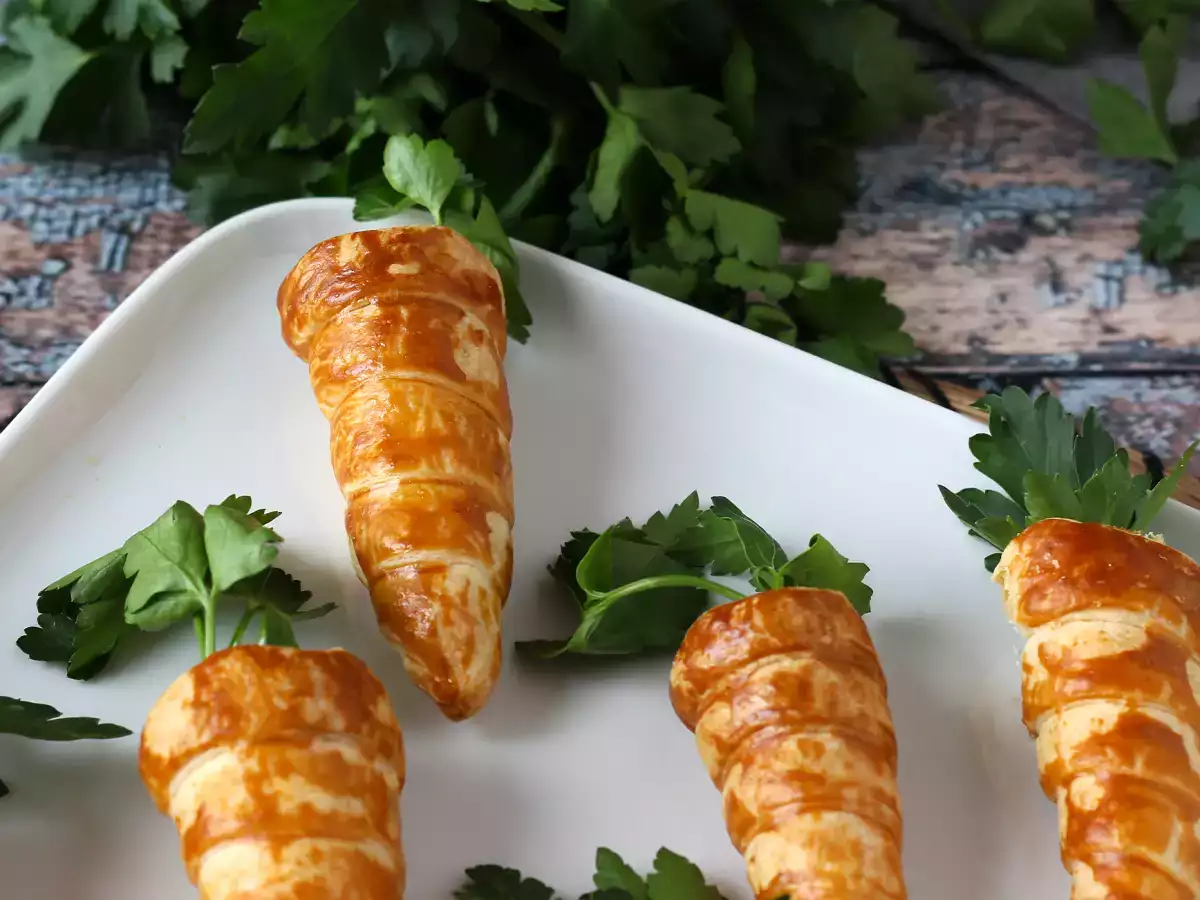 Söta smördegsmorötter till påskaperitif: getost och soltorkade tomater - foto 3