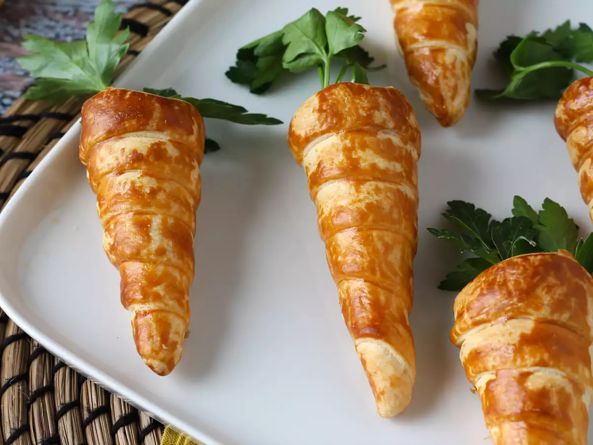 Söta smördegsmorötter till påskaperitif: getost och soltorkade tomater - foto 5