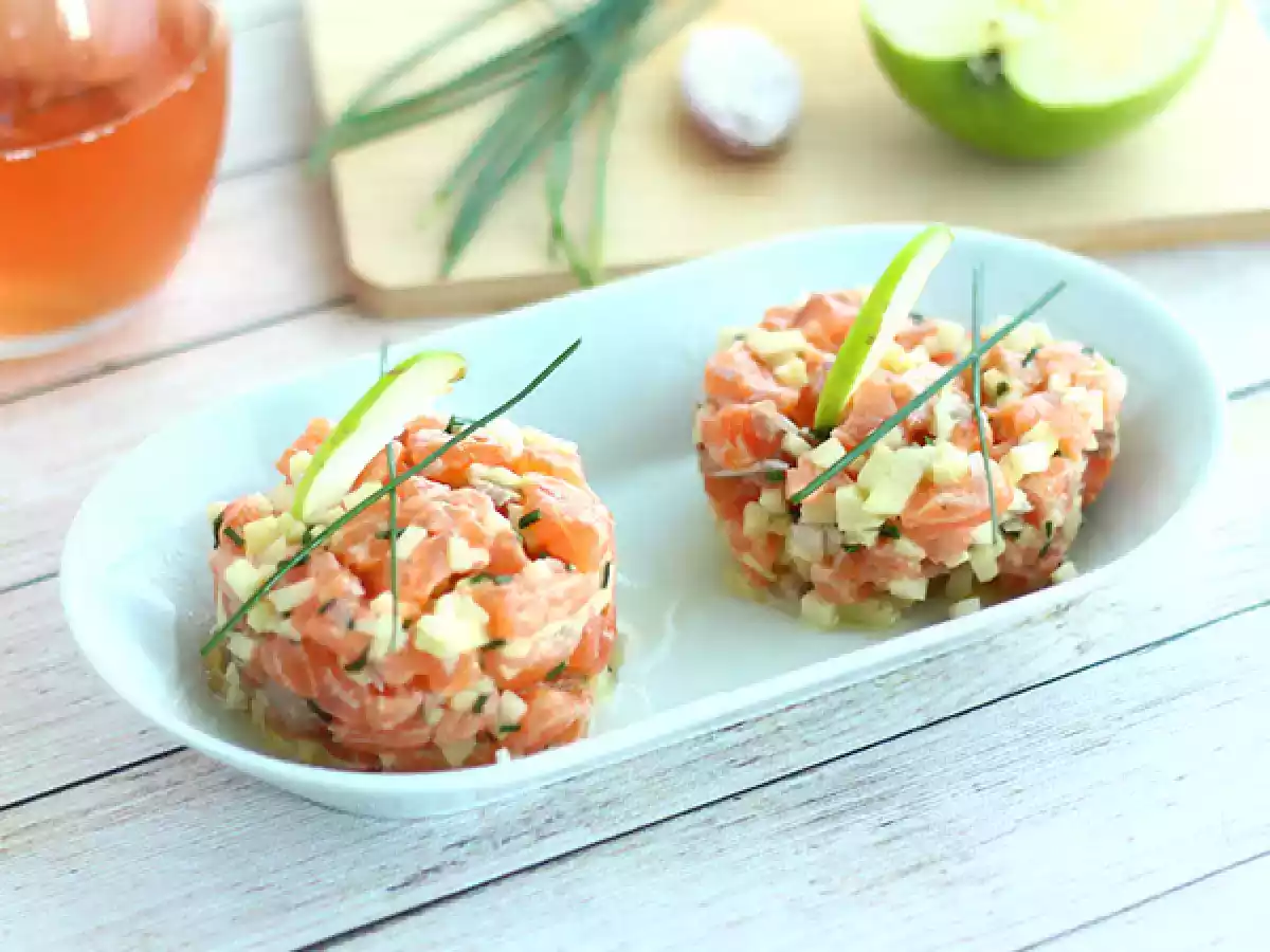 Tartare av färsk lax och grönt äpple
