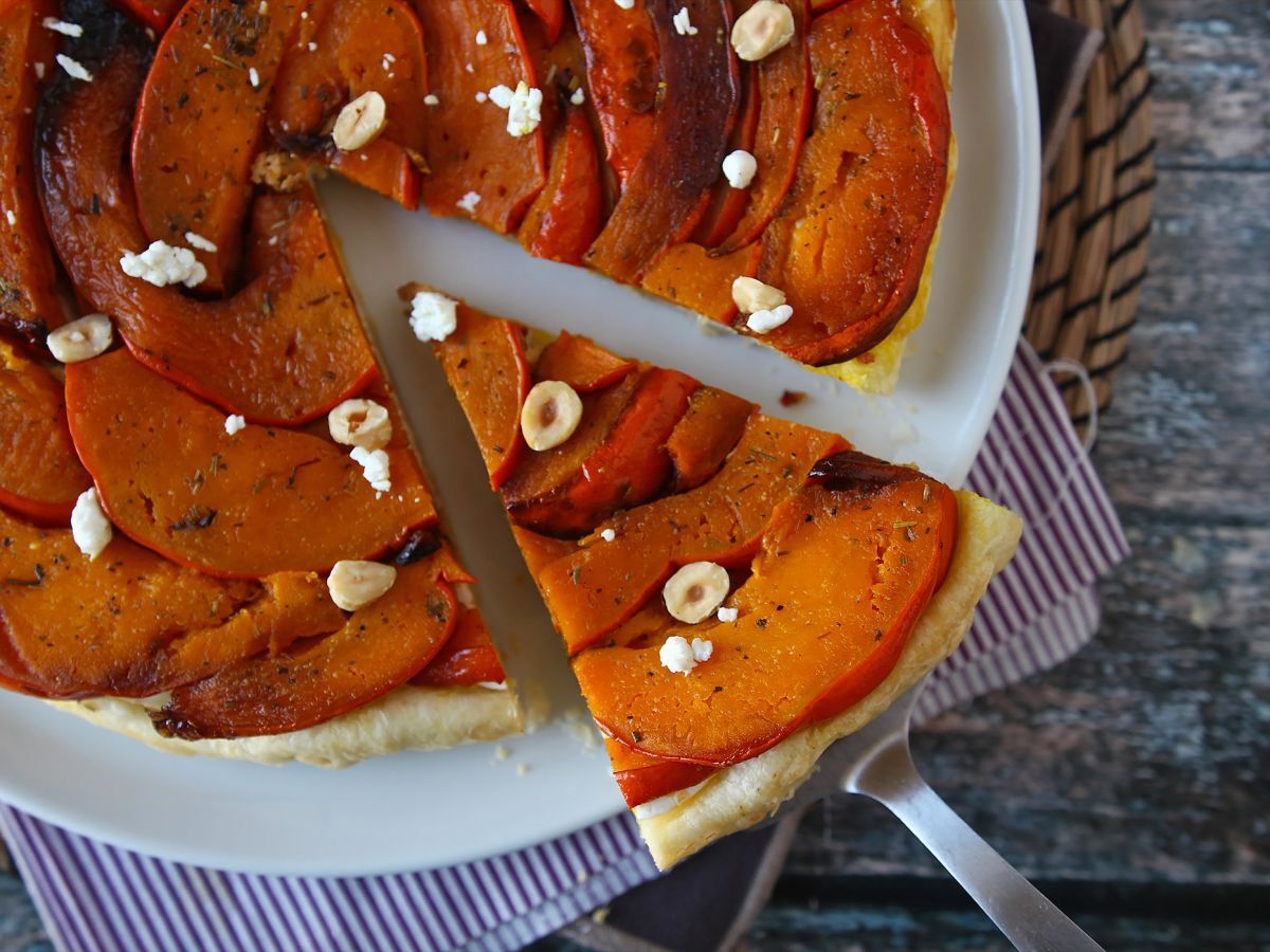 Tatin av pumpa med getost och honung