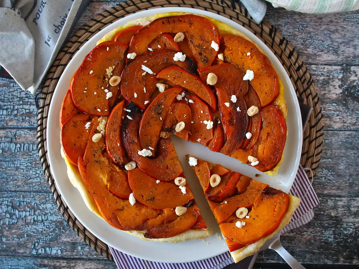 Tatinpaj med hokkaidopumpa, getost och honung - foto 6