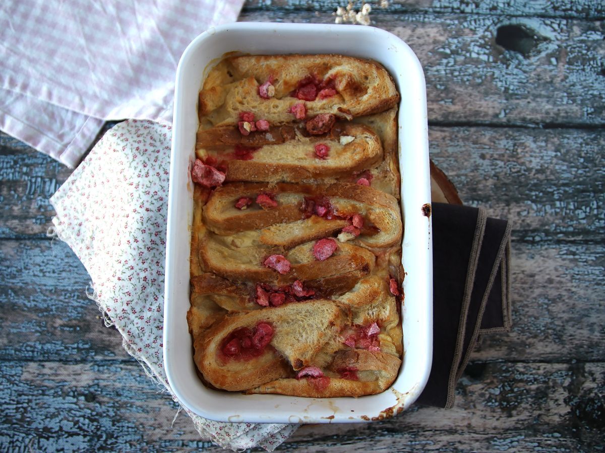 Ugnsbakad fransk toast med rosa pralintopping, ett ultra-gourmetrecept - foto 2