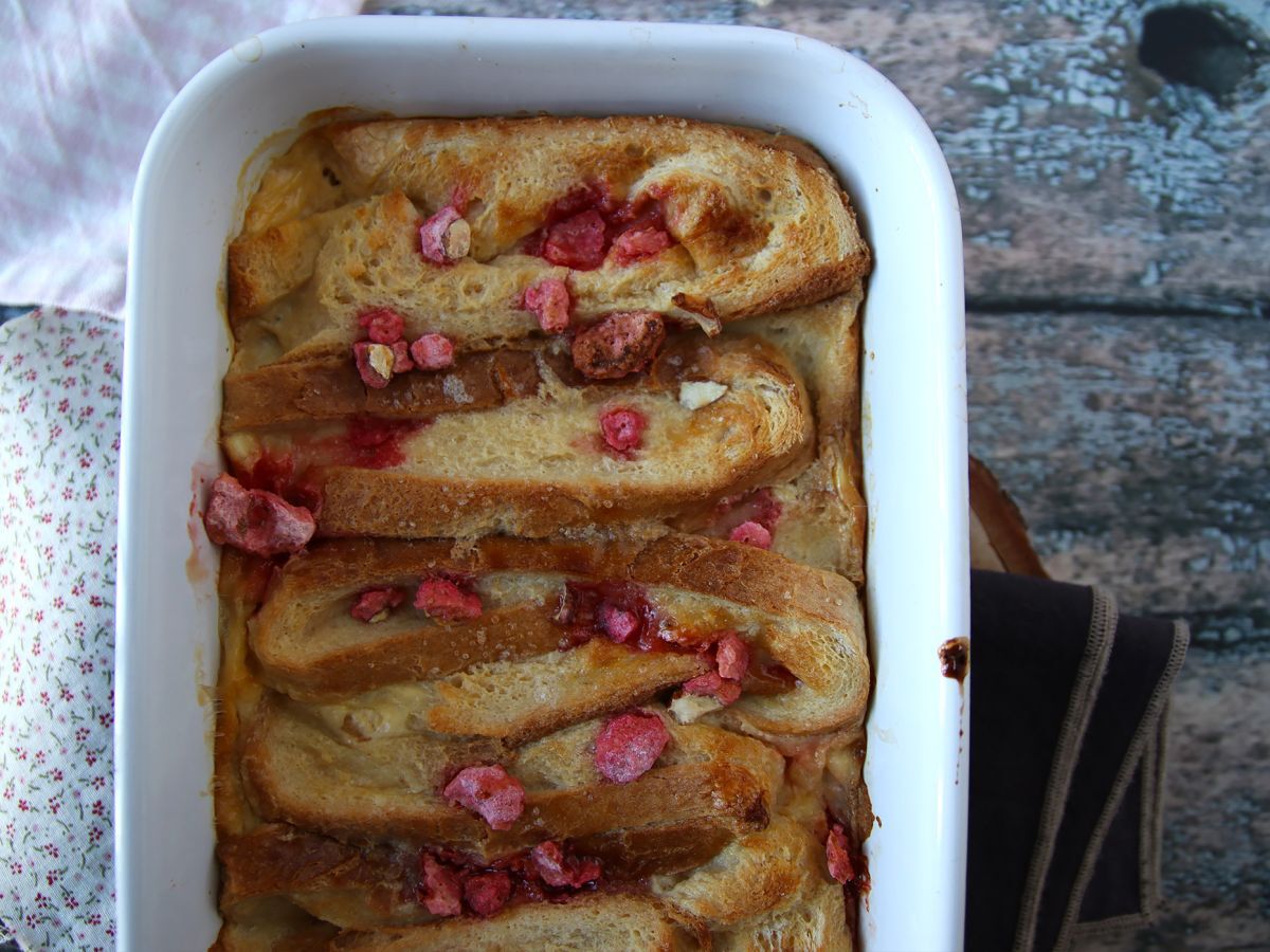 Ugnsbakad fransk toast med rosa pralintopping, ett ultra-gourmetrecept - foto 4