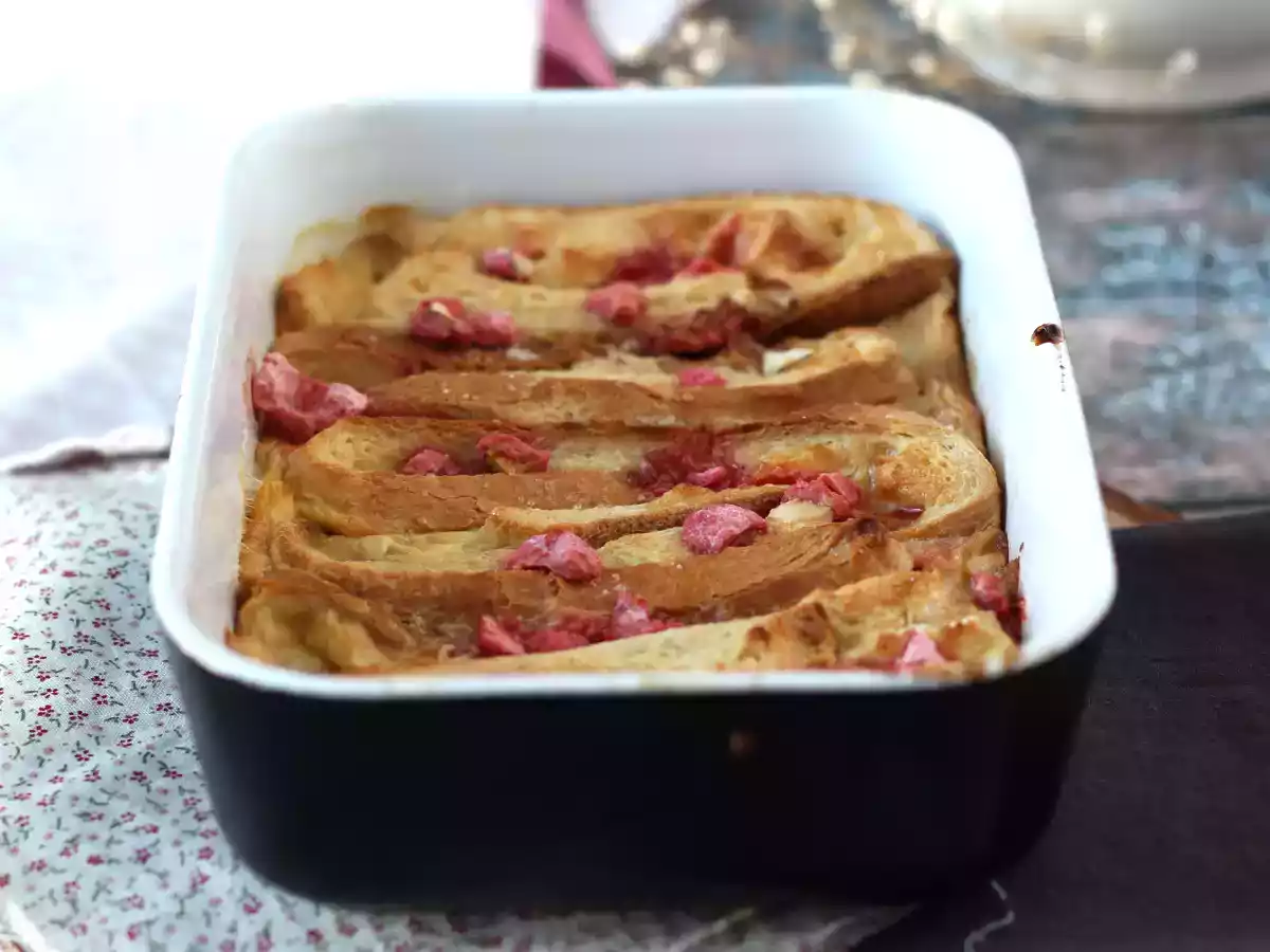 Ugnsbakad fransk toast med rosa pralintopping, ett ultra-gourmetrecept - foto 5
