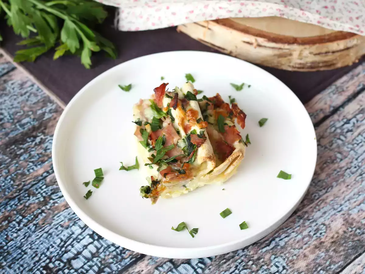 Vad kan man göra med tortillas? Tortillagratäng med skinka, spenat och mozzarella – inspirerad av crinkle cake - foto 4