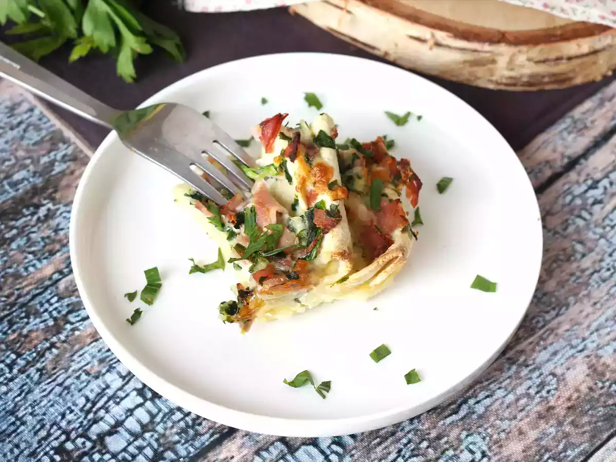 Vad man ska göra med tortillas? Gratäng med skinka, spenat och mozzarella på kruskakemässigt vis - foto 2