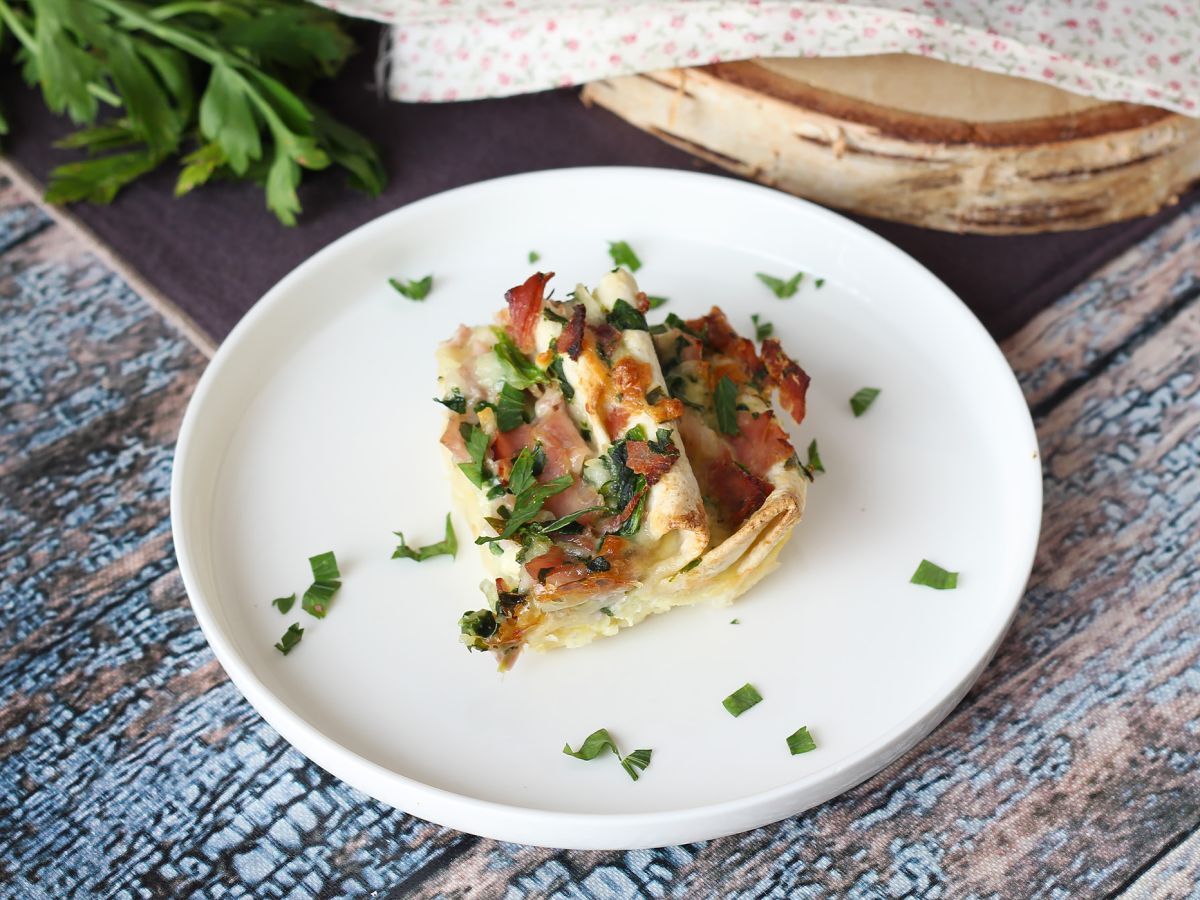 Vad man ska göra med tortillas? Gratäng med skinka, spenat och mozzarella på kruskakemässigt vis - foto 4