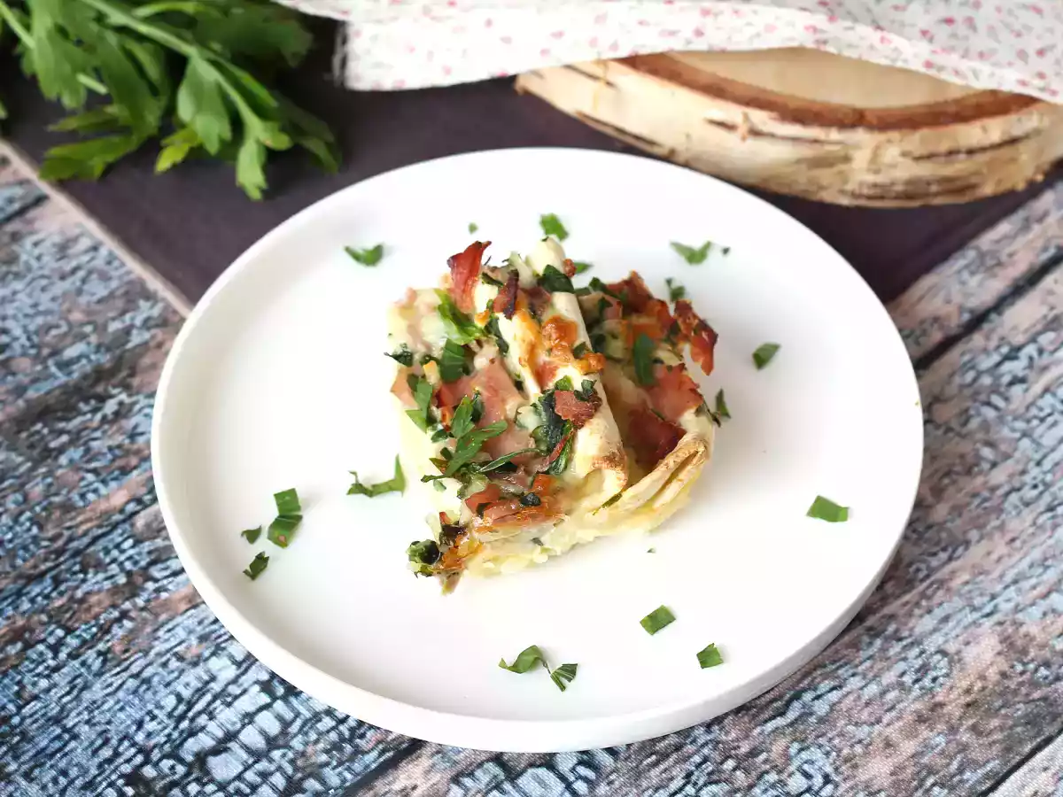 Vad man ska göra med tortillas? Gratäng med skinka, spenat och mozzarella på kruskakemässigt vis - foto 4
