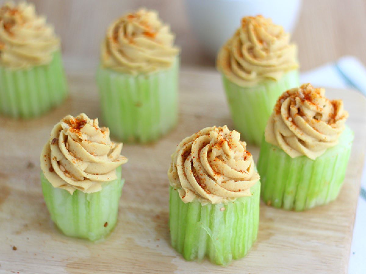 Veganska cupcakes med gurka och hummus - foto 2