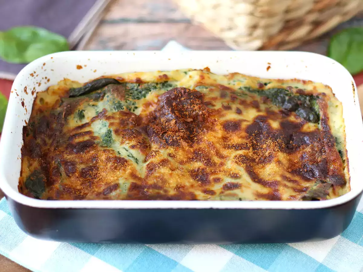 Vegetarisk lasagne med spenat och tofu i airfryer - foto 3