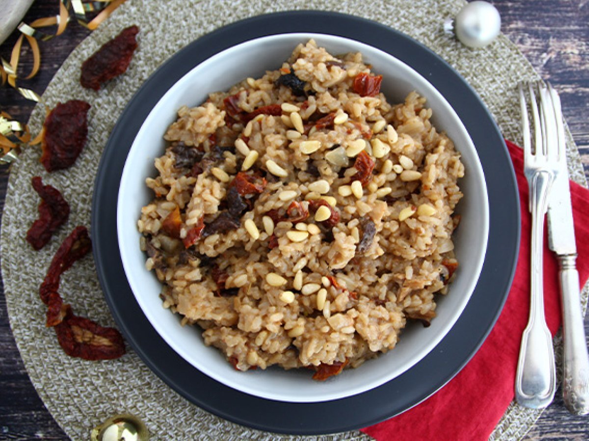 Vegetarisk risotto med soltorkade tomater och champinjoner - foto 3
