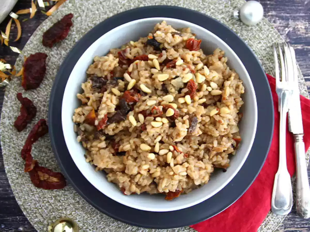 Vegetarisk risotto med soltorkade tomater och champinjoner - foto 3
