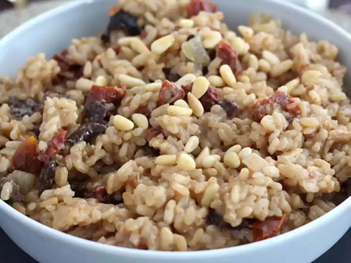 Vegetarisk risotto med soltorkade tomater och champinjoner - foto 5