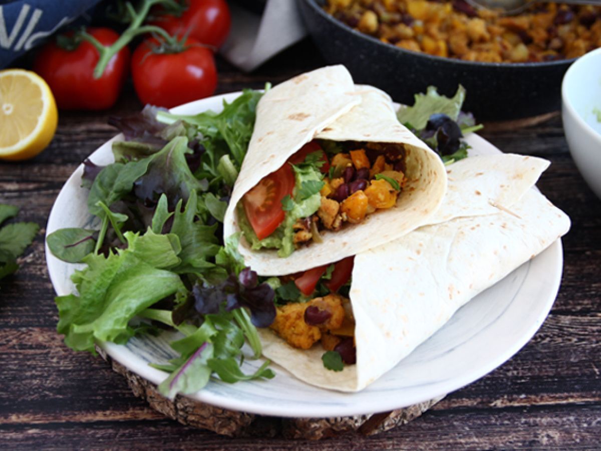 Vegetariska fajitas med texturerat sojaprotein