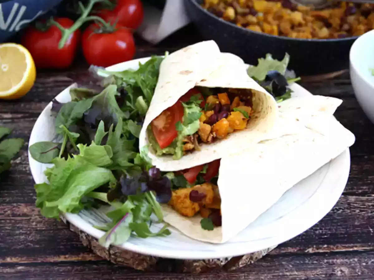 Vegetariska fajitas med texturerat sojaprotein