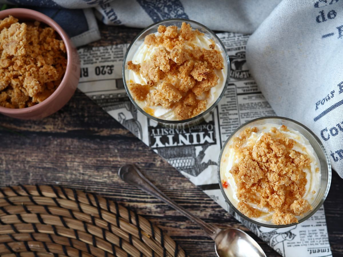 Vegetariska verrines: ärtsoppa, parmesancrumble och mascarponekräm - foto 3