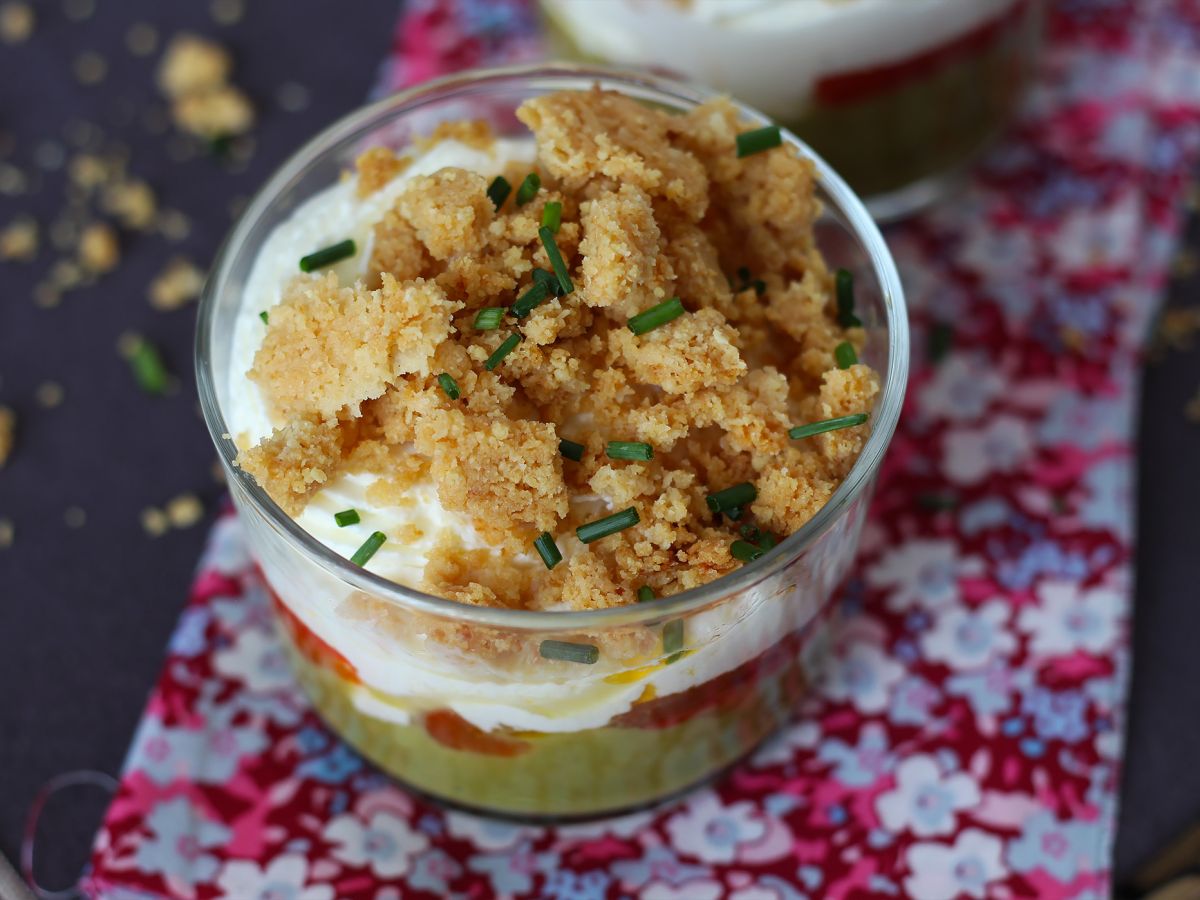 Vegetariska verrines: ärtsoppa, parmesancrumble och mascarponekräm - foto 6
