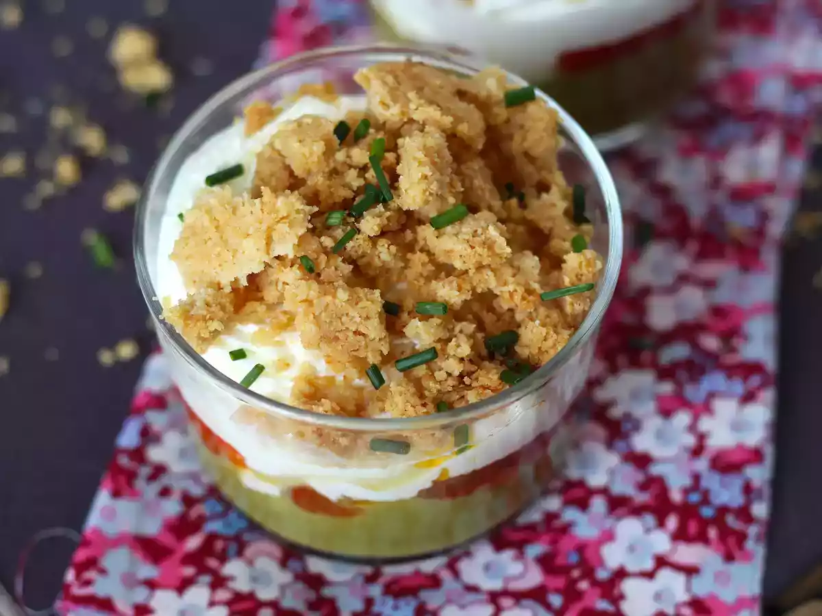 Vegetariska verrines: ärtsoppa, parmesancrumble och mascarponekräm - foto 6