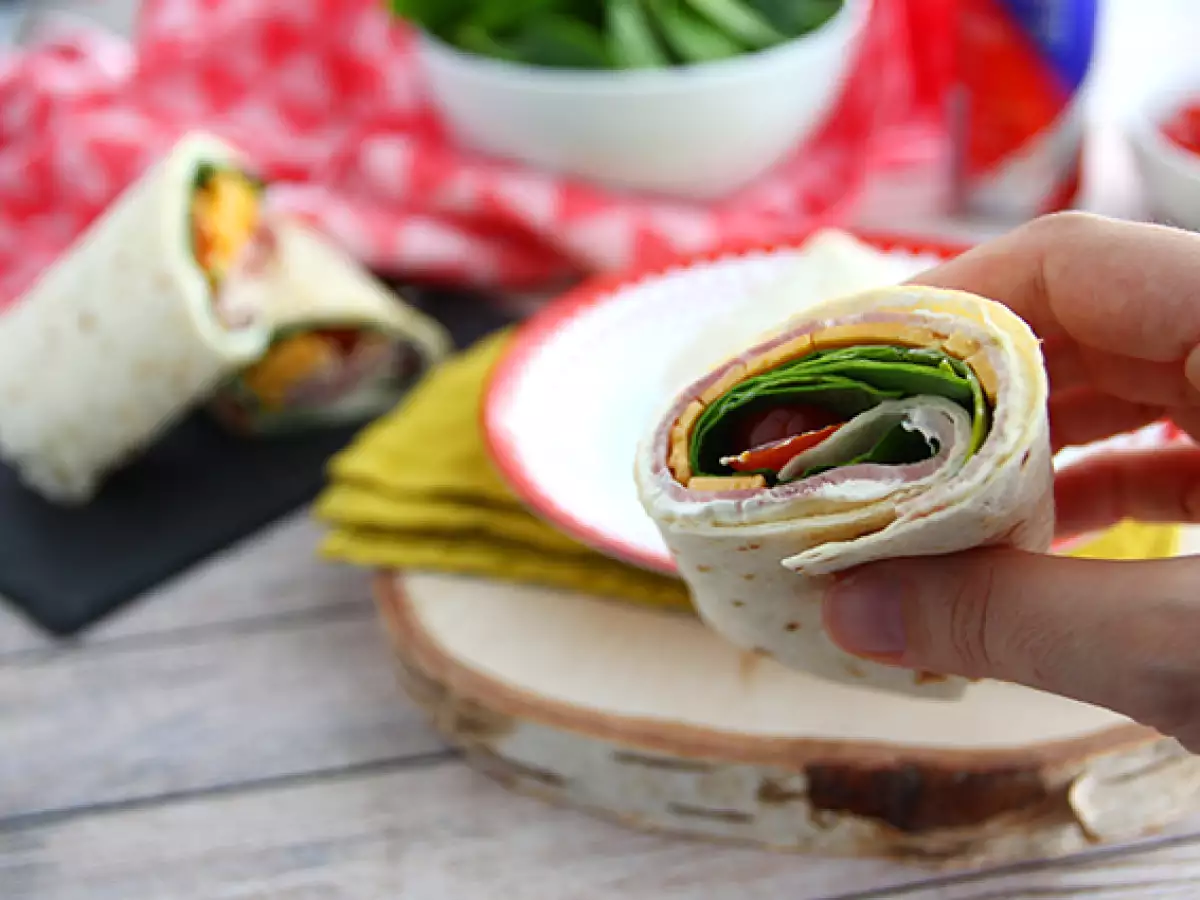 Wraps med skinka, cheddar och spenat - foto 3