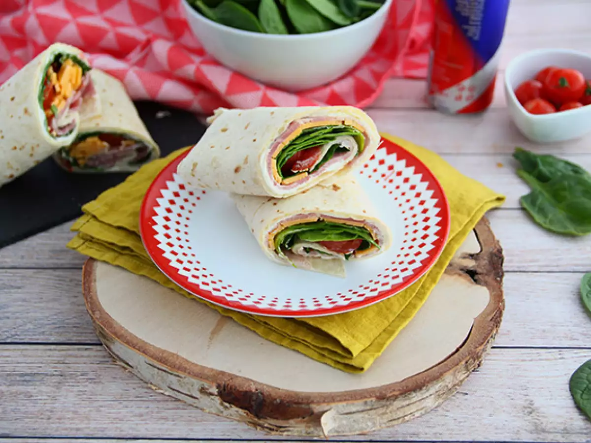 Wraps med skinka, cheddar och spenat - foto 4