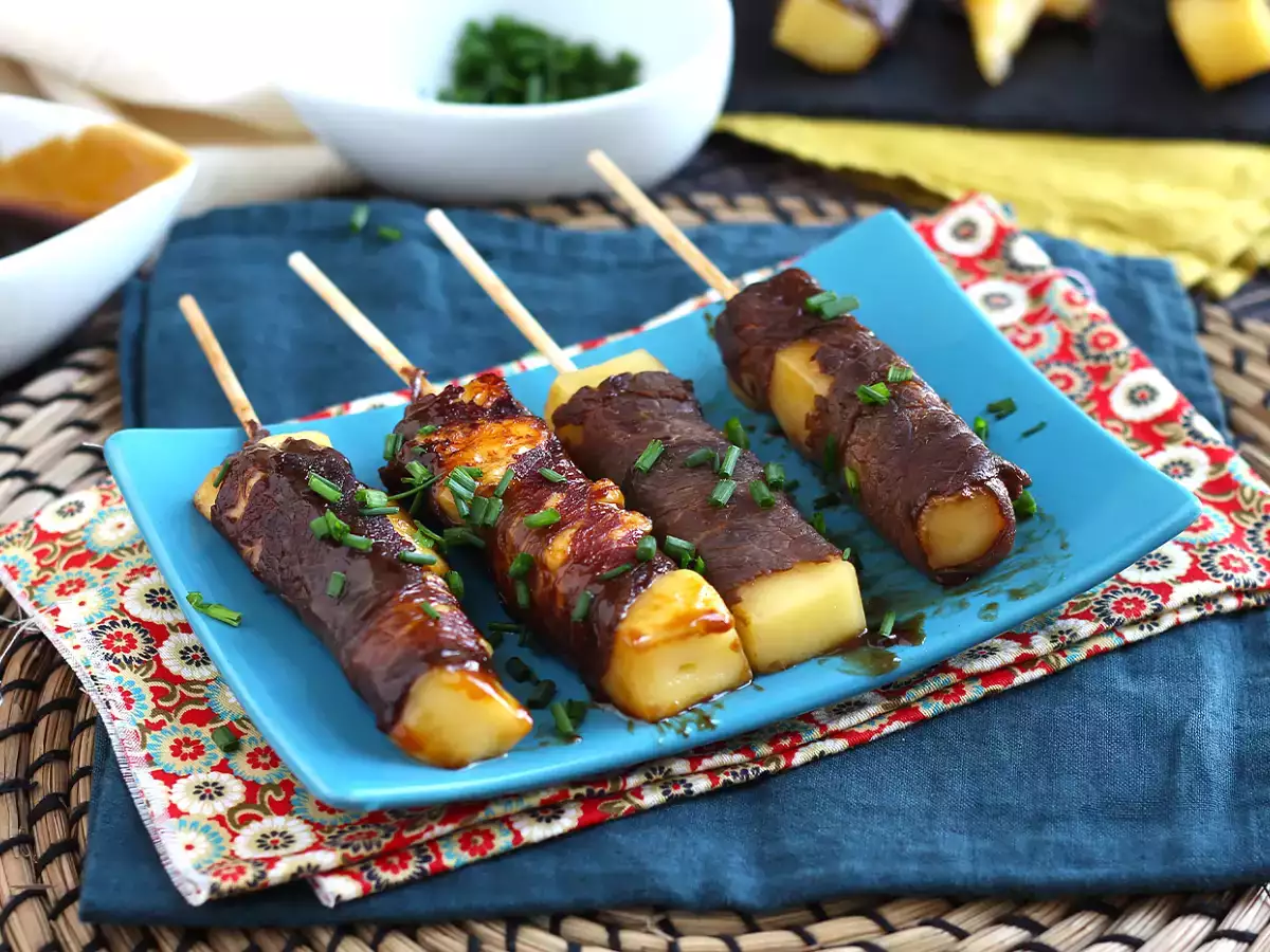 Yakitori-spett med nötkött och ost - foto 2